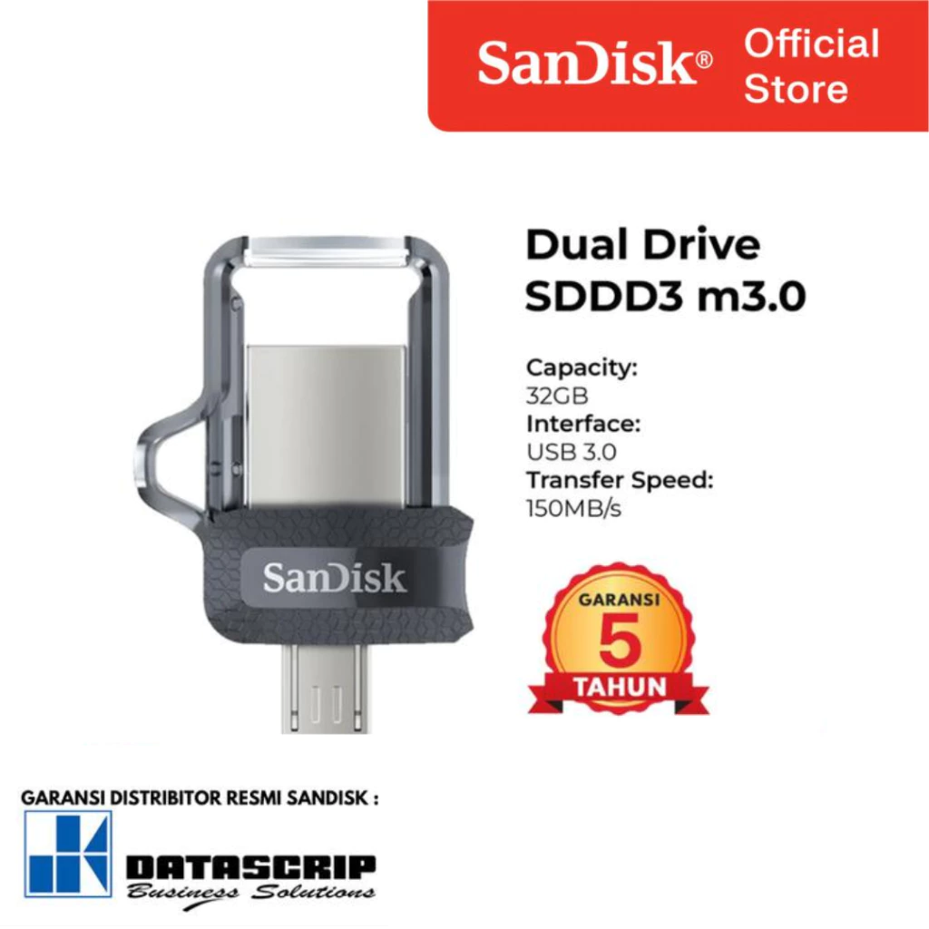 SANDISK SDDD3 Flashdisk Otg Dual Drive M3.0 32Gb / 64Gb /128Gb Usb3.0 - Gambar 2