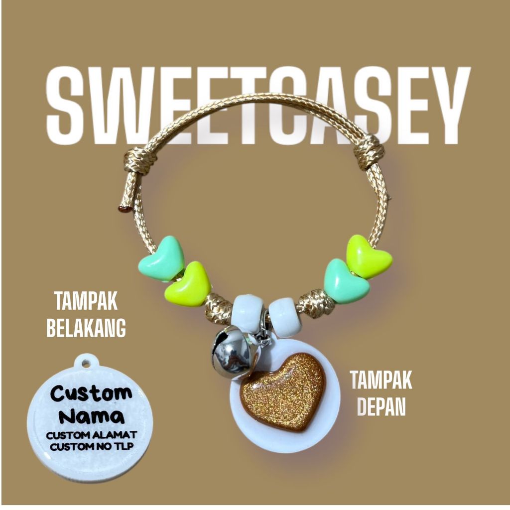 KALUNG KUCING HEART/KALUNG KUCING CUSTOM NAMA/KALUNG KUCING FREE NAMA DEPAN BELAKANG - Gambar 4