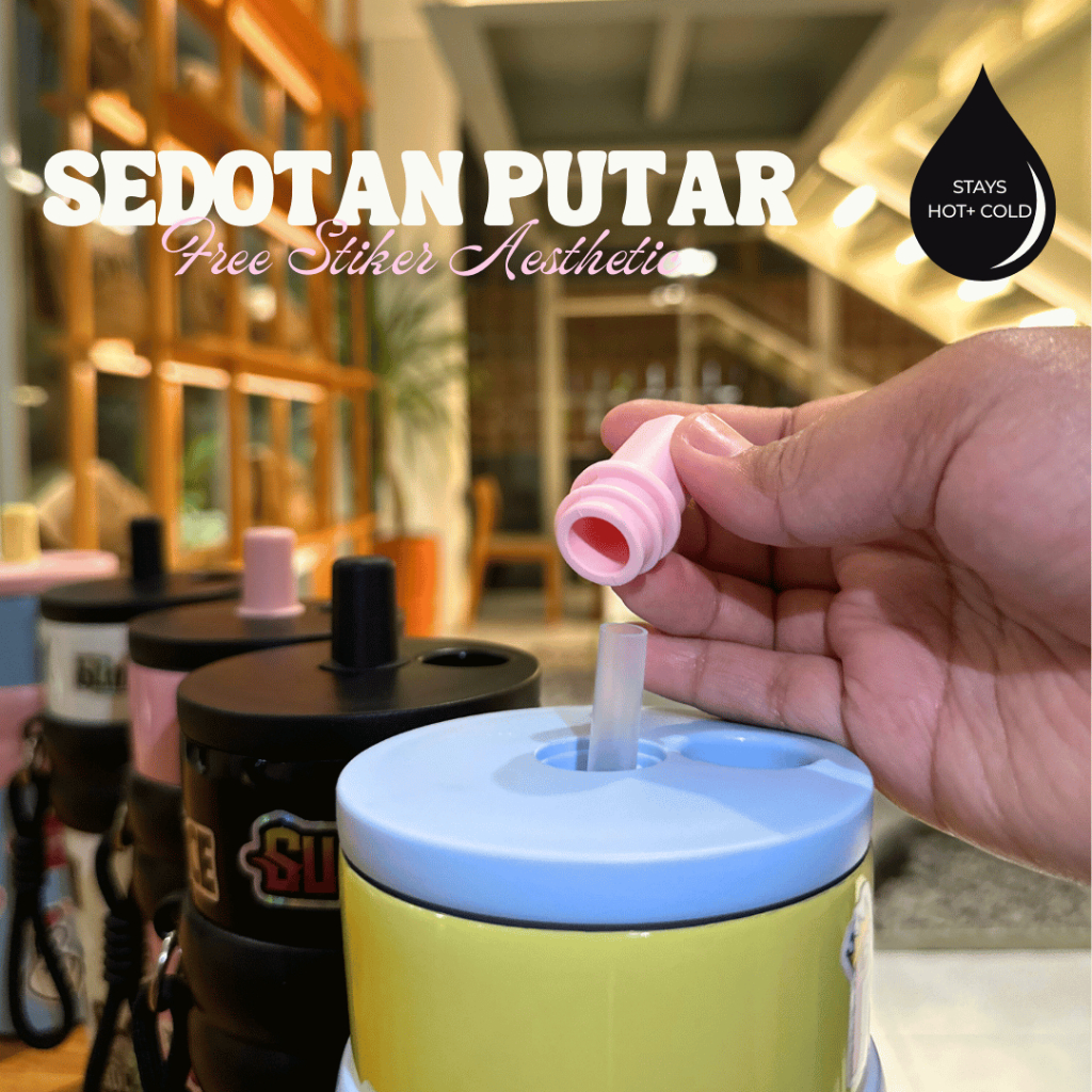 Tumbler Mug AURORA AESTHETIC Stainless SteeL 710ml MugSporty With Straw Lid Tahan Dingin Tahan PanaS foto 4