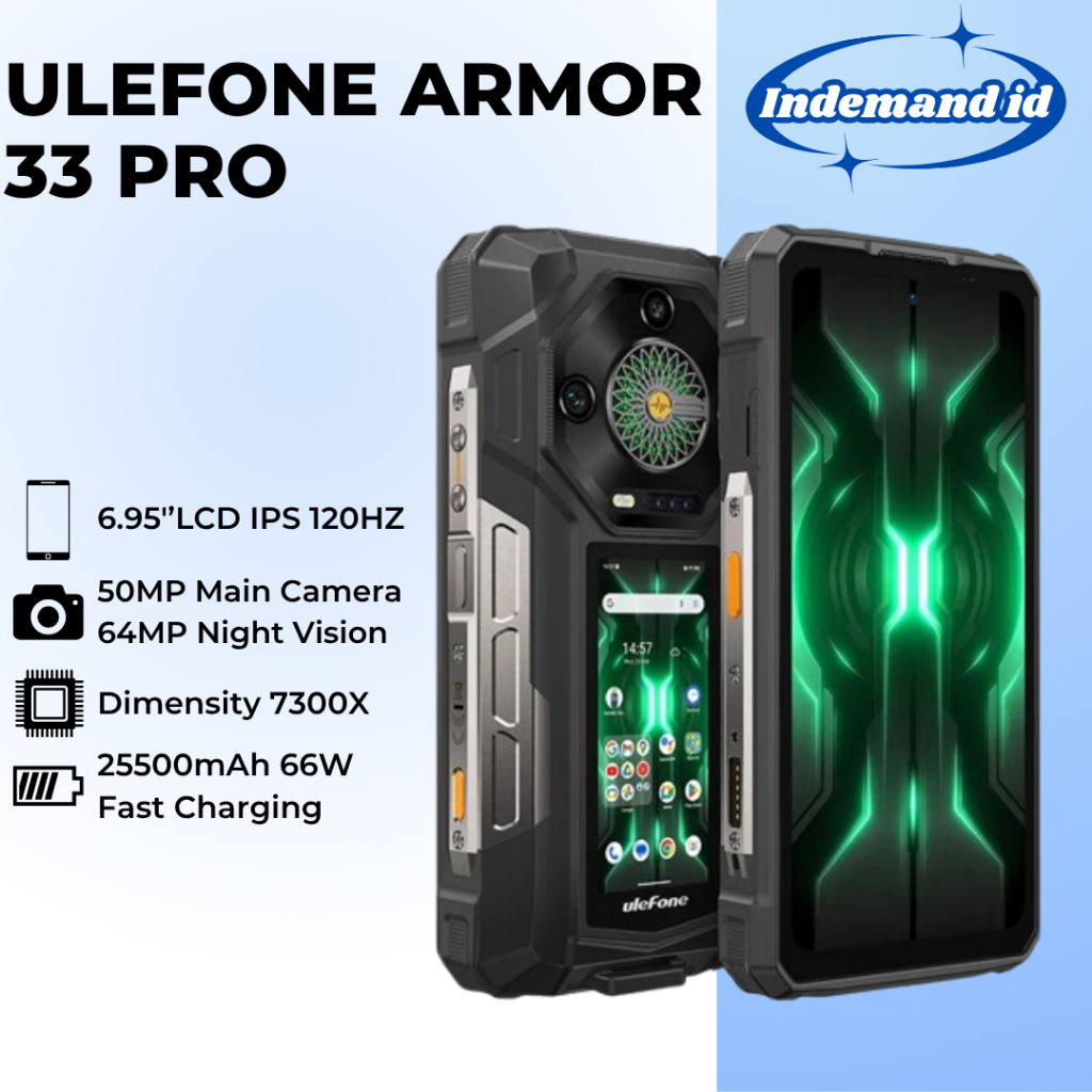 Ulefone Armor 33 Pro 5G 6.95''LCD IPS 120HZ Dimensity 7300X 16GB 512GB 25500mAh 66W