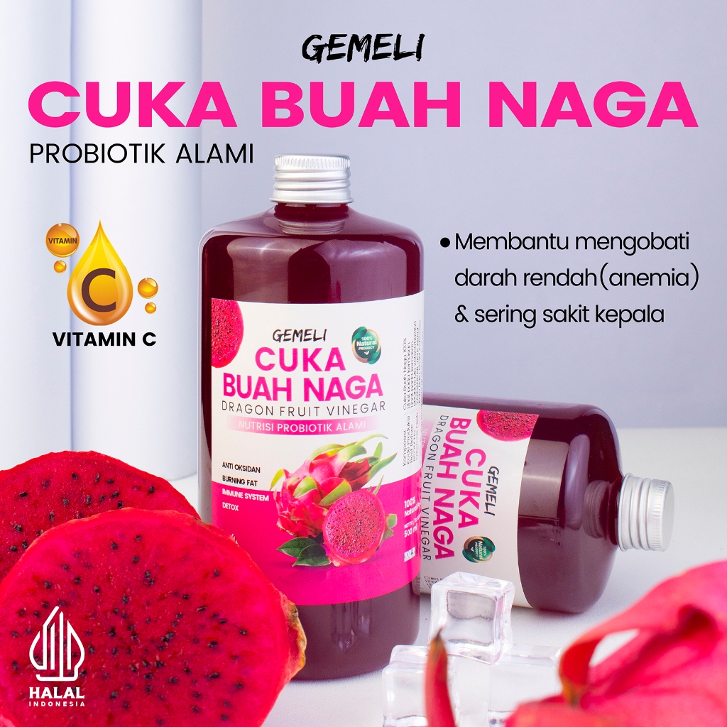 Paket Cuka Apel Asli 500ml Cuka Nanas 500ml Cuka Buah Naga 500ml Cuka Strawberry 500ml - Gambar 3