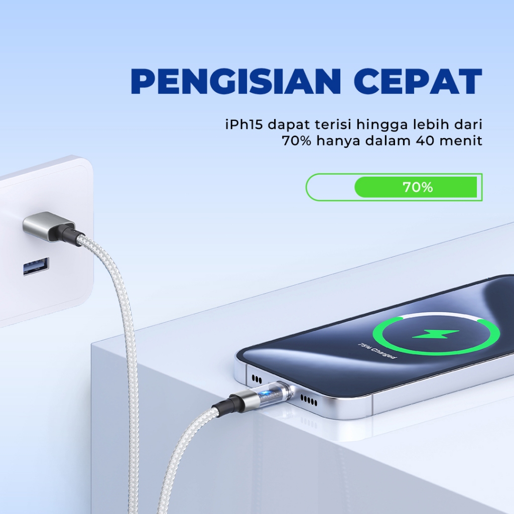 Matei COD Kabel Charger 60W Fast Charging Type C Micro USB lightning Data Cable For IOS Android - Gambar 4