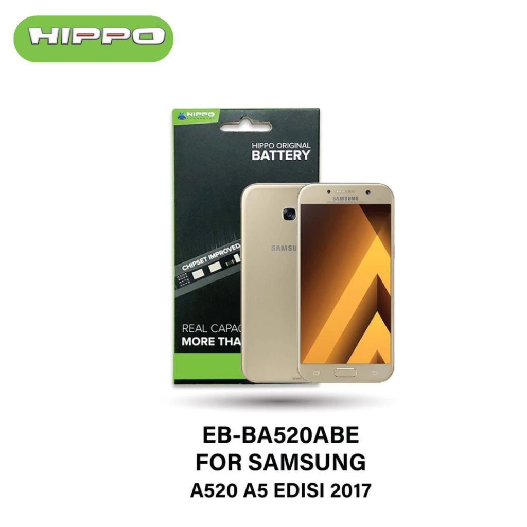 Hippo Baterai Samsung EB-BA520ABE A520 A5 EDISI 2017 3000mAh Battery Batere Batrai Batre Original Cell Garansi resmi