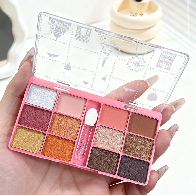 GROSIR 12 Pcs Eyeshadow Palette 12 Warna Blush On Highlighter Matte Shimmer Waterproof Brush 289 - Gambar 3