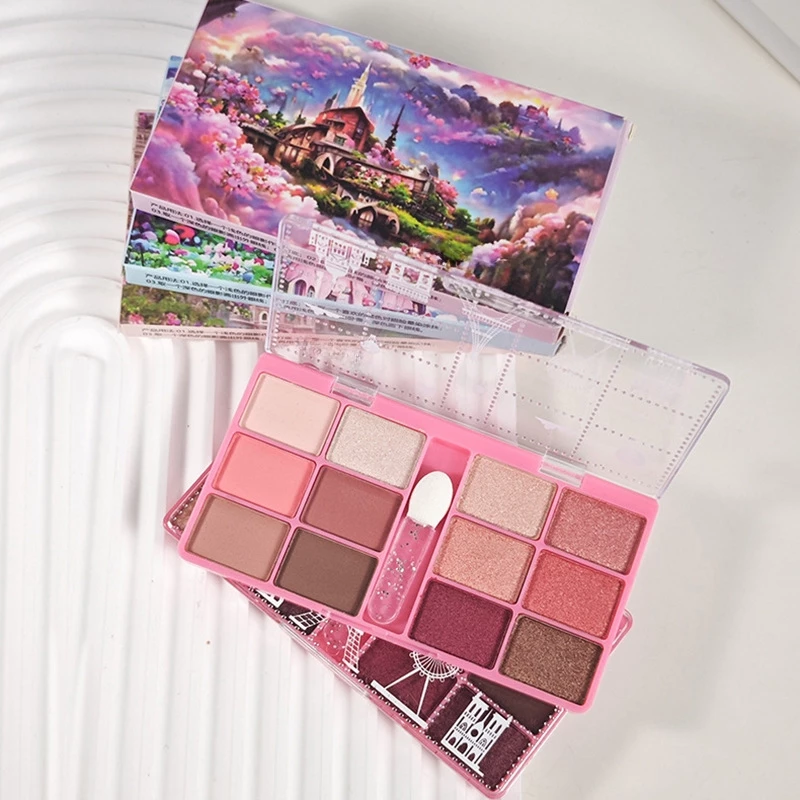 GROSIR 12 Pcs Eyeshadow Palette 12 Warna Blush On Highlighter Matte Shimmer Waterproof Brush 289 - Gambar 2