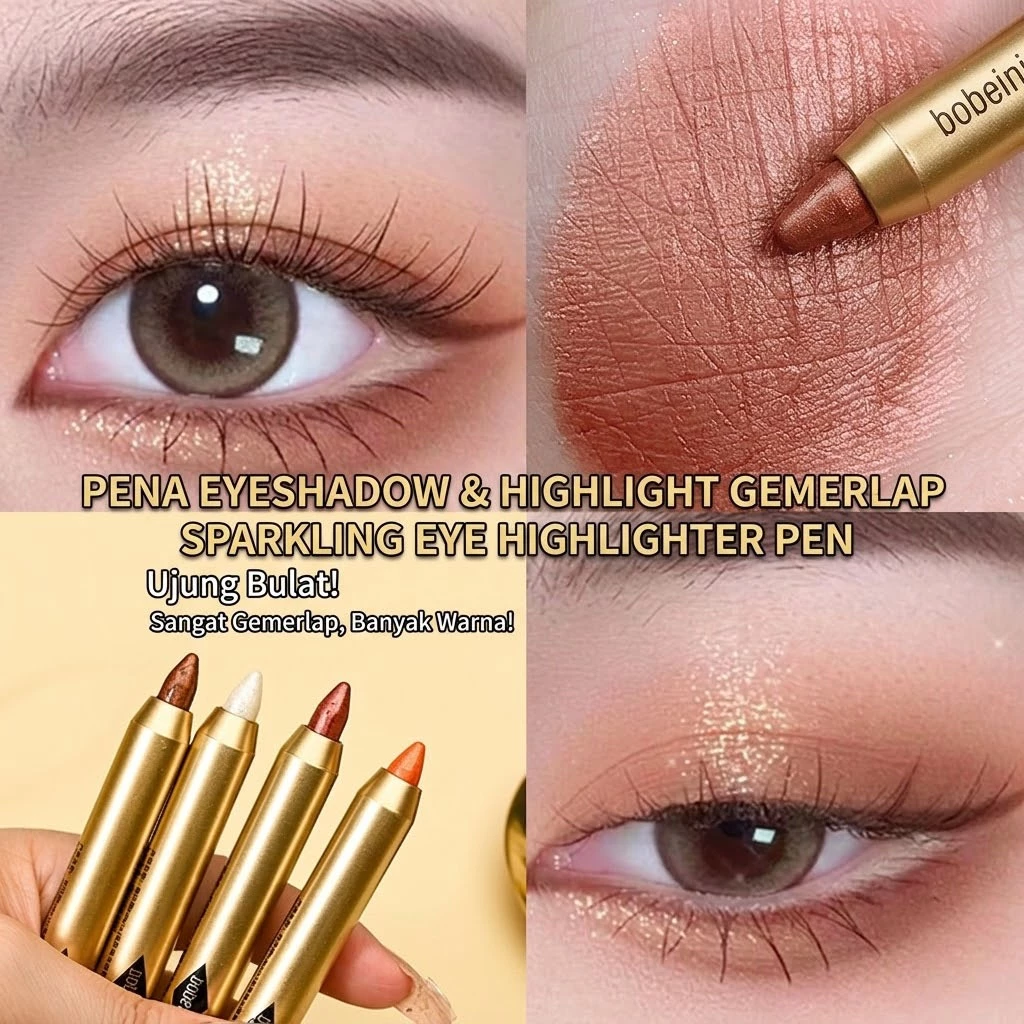 Eyeshadow Stick 2 in 1 Glitter Highlighter Pensil Waterproof Tahan Lama Shimmer Double Ended Murah 77001 - Gambar 3
