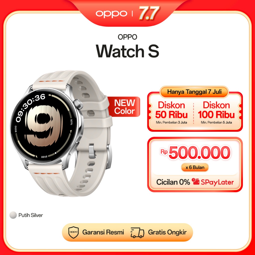 OPPO Watch S Smartwatch for Running, Fitness & Health [Ultra-slim Stainless Steel Design, Advanced Tracking for Major Workouts, 60s Wellness Overview]