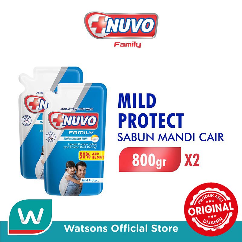 Nuvo Family Sabun Mandi Cair Mild Protect Pouch 800g X 2
