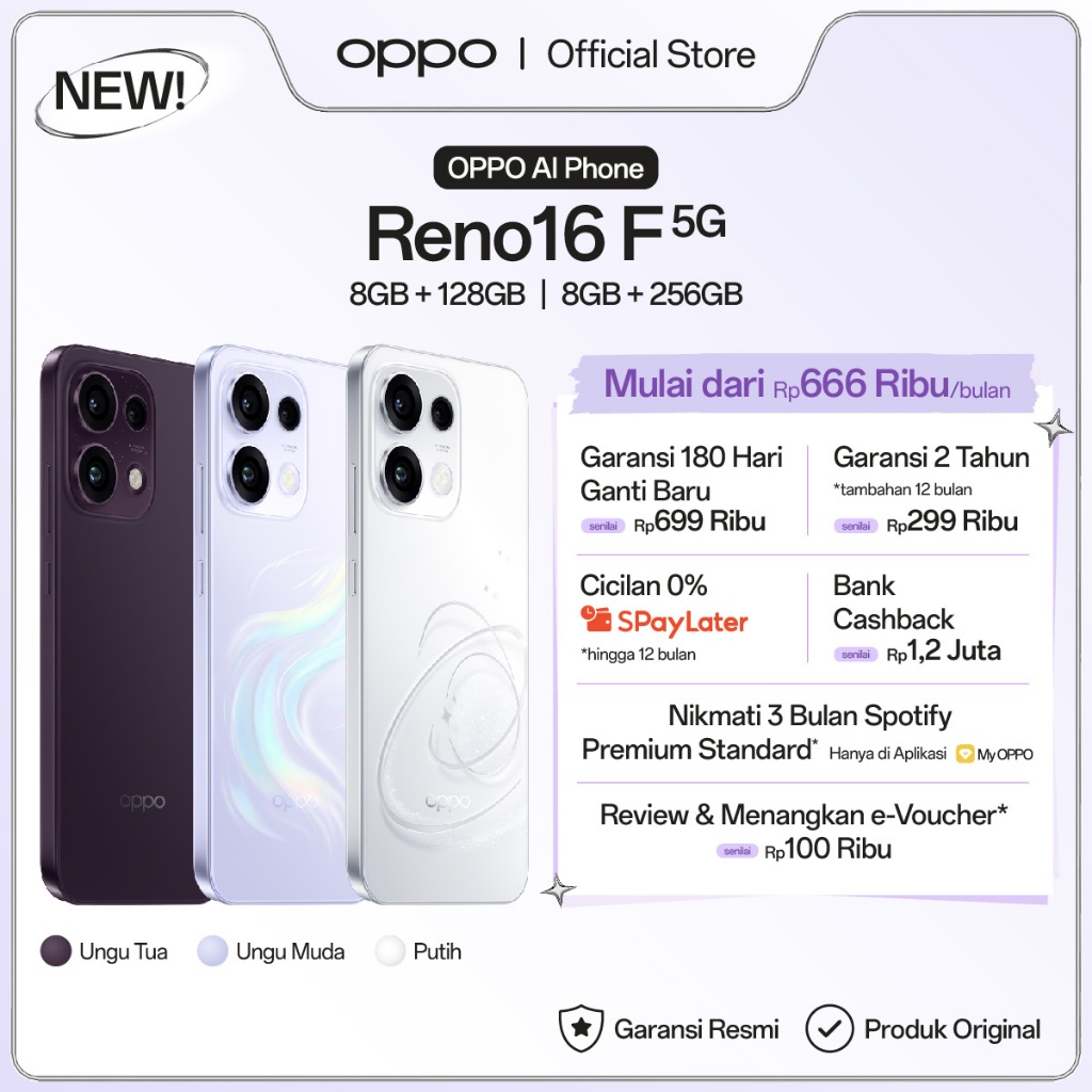 [NEW] OPPO Reno16 F 5G 8GB+128/256GB [3D Pop Planet Design, AI Remix Collage, 50MP Ultra-wide Selfie Camera]