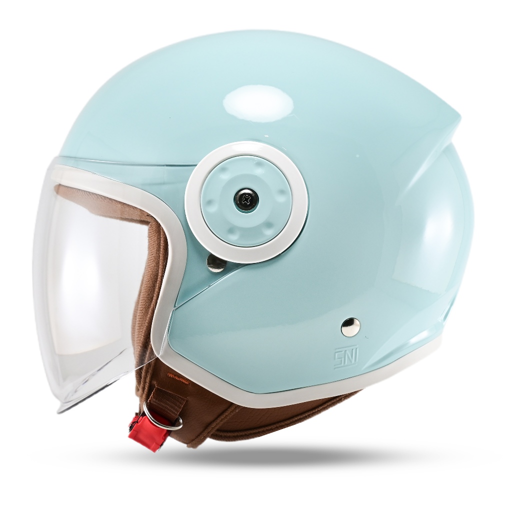 Helm Half Face Hijab Solid Dewasa Pria Wanita SNI Visor Smoke