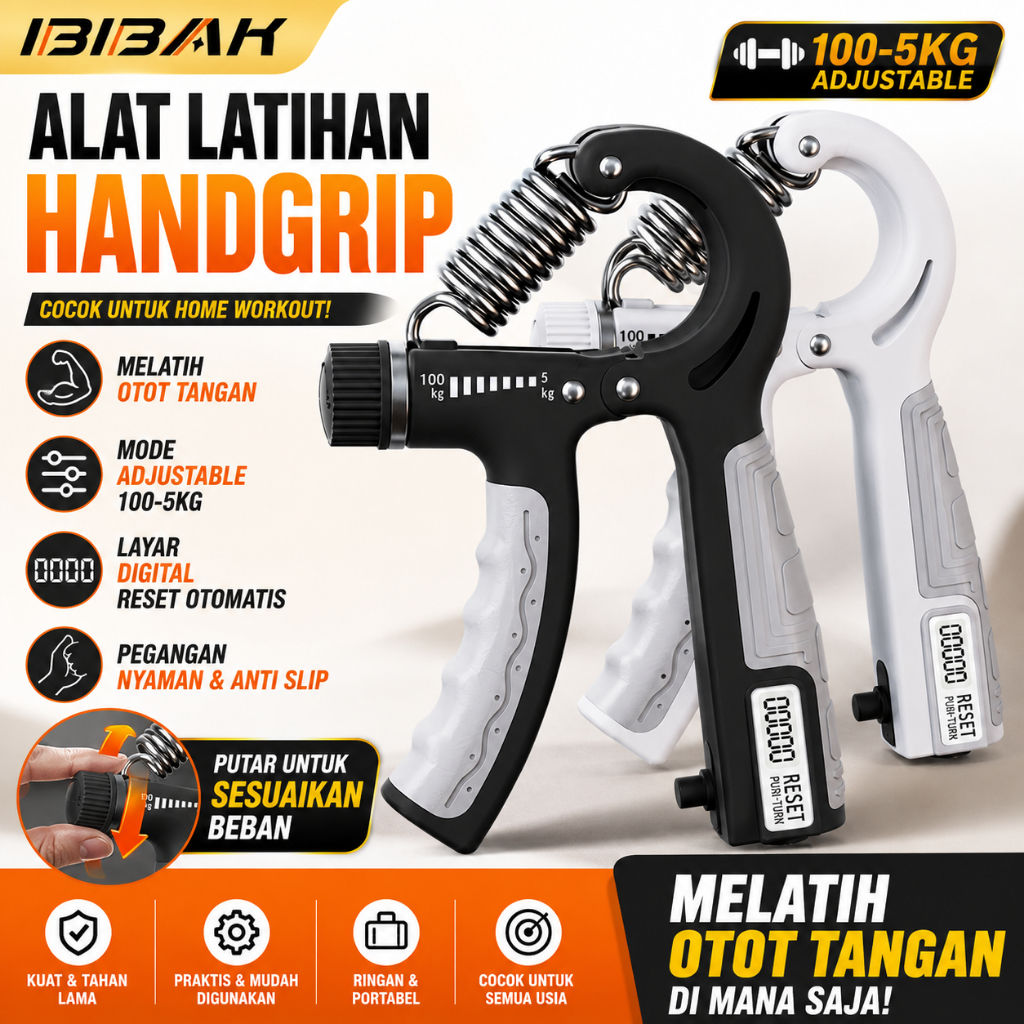 Alat Latihan Otot Tangan Handgrip Adjustable 5–60 Kg Ergonomis Anti Slip untuk Latihan Kekuatan Tangan Lengan