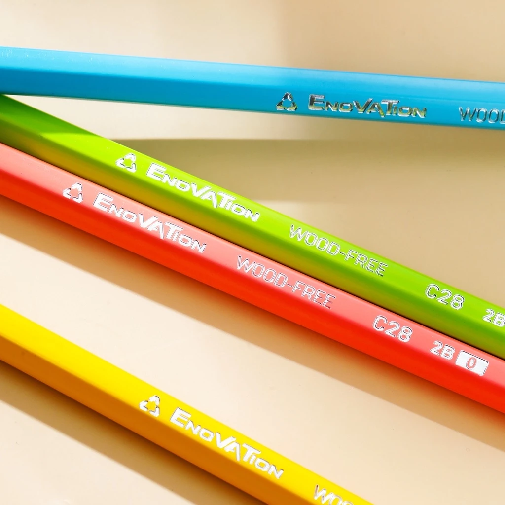 Deli x Cicimaksan Wood Free Pencil / Pensil 2B Isi 12 Ramah Lingkungan Bahan Daur Ulang EC28 - Gambar 4