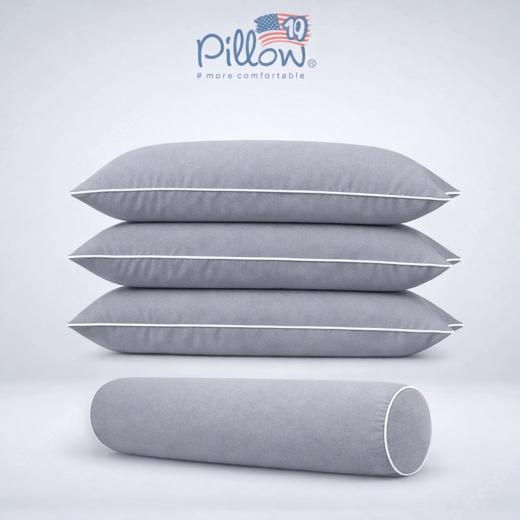 109 PILLOW - BANTAL GULING TIDUR HOTEL UKURAN LITE MEDIUM JUMBO - KAIN COVER ABU - Gambar 4