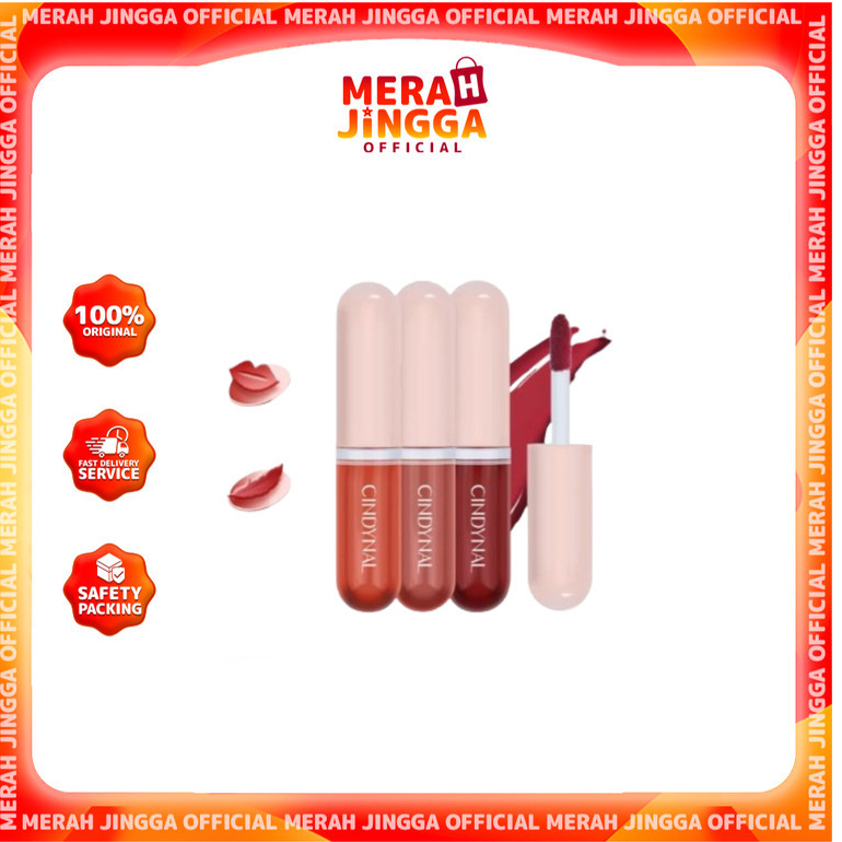 Cindynal Lipstick Matte Capsule Gloss Long Lasting Lip Gloss Lucu Kemasan Mini / Merah Jingga Official