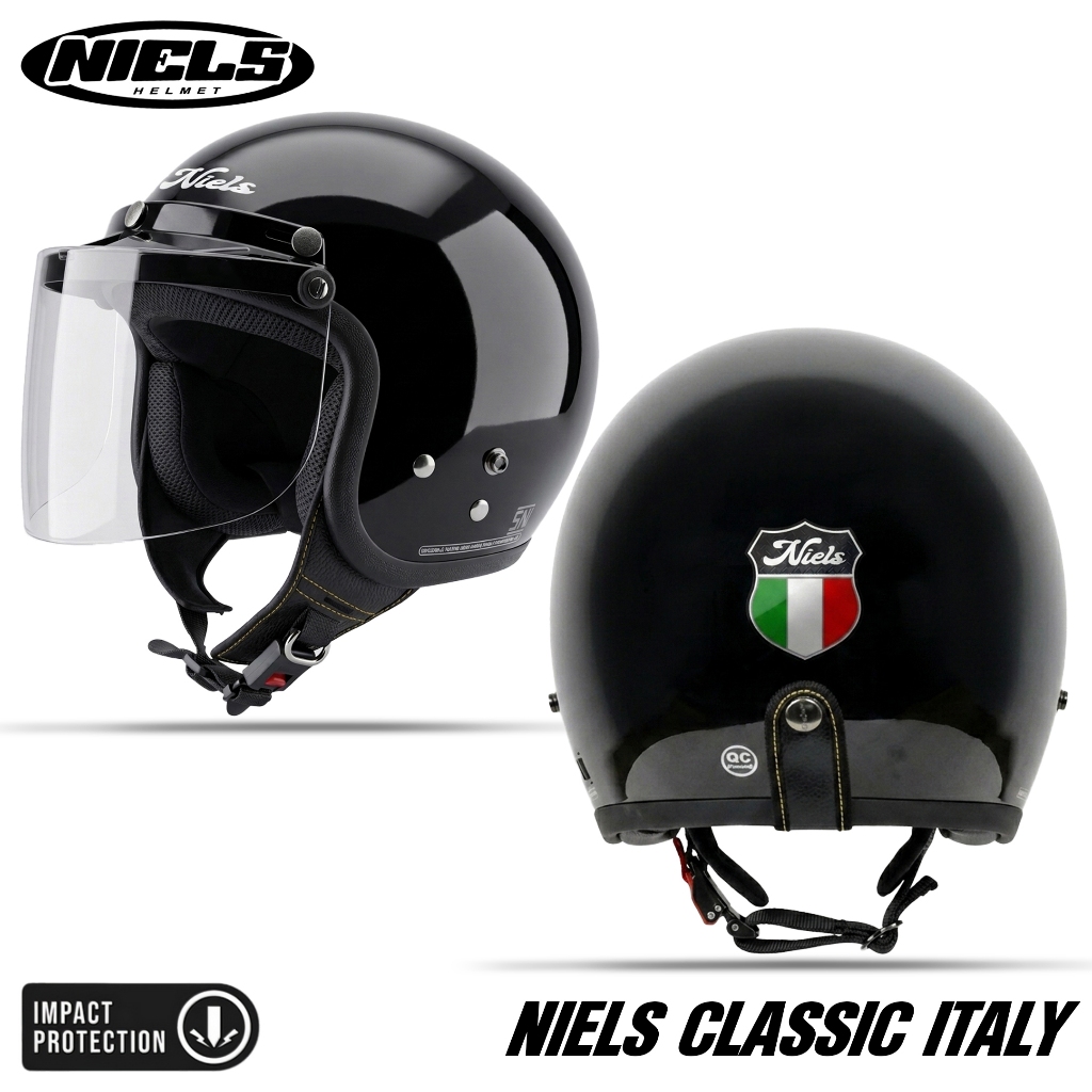 NIELS - Helm Bogo Retro Dewasa Italy Kaca Datar / Kaca Cembung SNI Motorcycle - Gambar 2