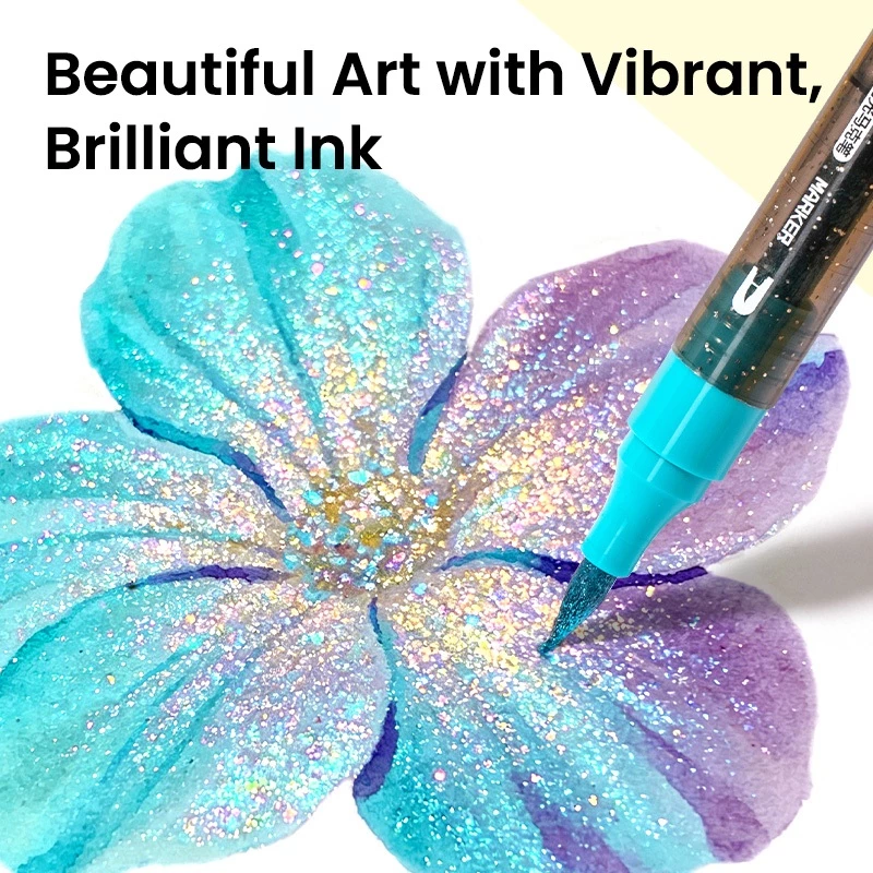 Deli Glitter Marker Dual Tip / Spidol Glitter Warna Dual Tip 12/24/36/48 HM292 - Gambar 4