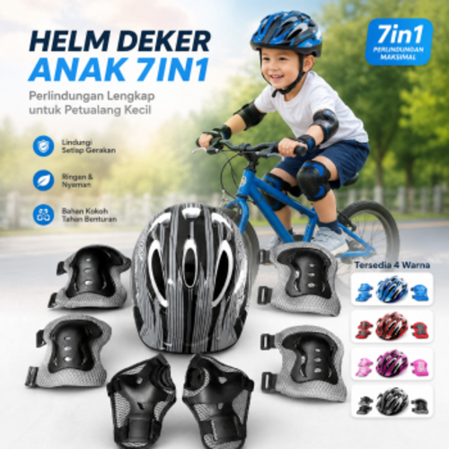 TaffSPORT Paket Helm Deker Anak 7in1 Protective Gear Sport Activity - K25 - Gambar 3