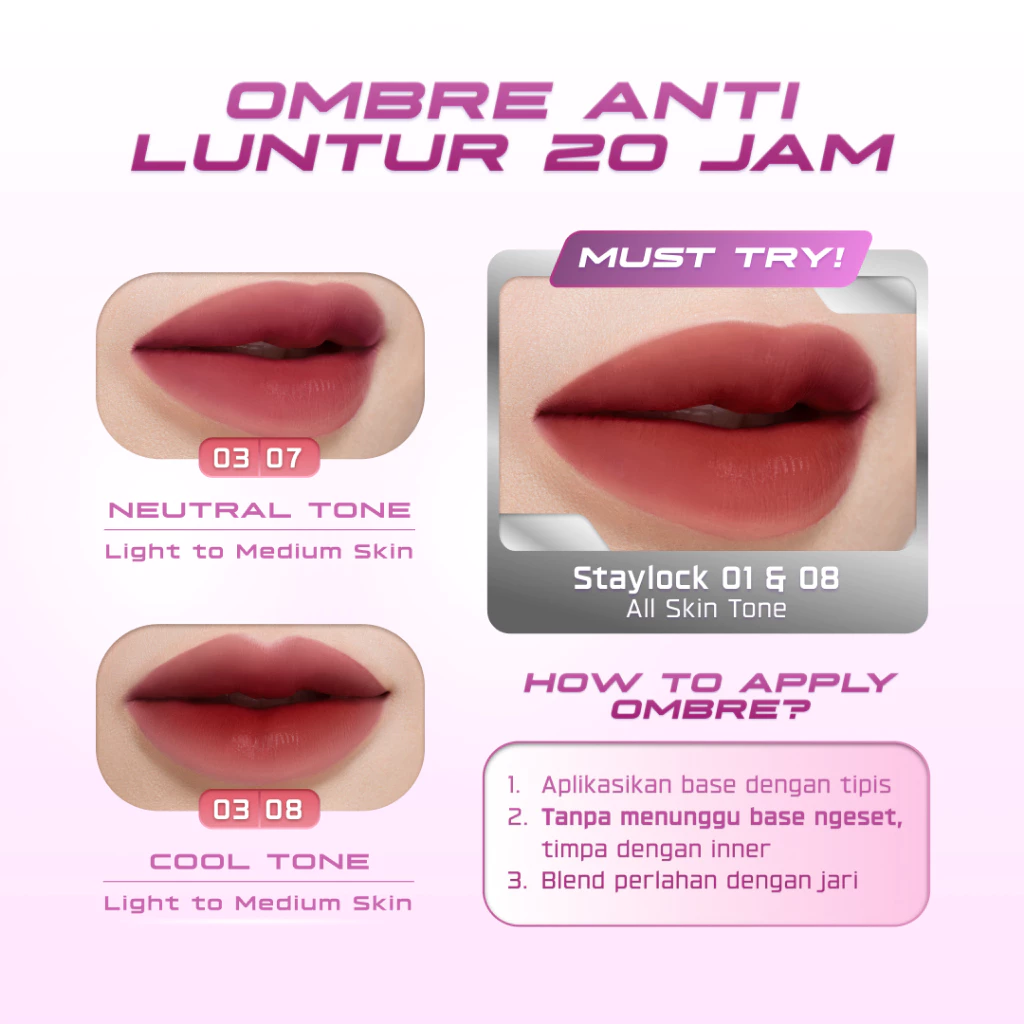 NEW! Wardah Staylock Lip Matte: 20H+ Long lasting Lip Cream, Real Life Approved!-Lip Matte Ringan Nyaman Smooth Long Lasting Foodproof Waterproof Matte Lipstick Lipcream Make Up Lip cream Intense Transferproof dan Tahan Lama Hingga 20 jam* - Makeup - Gambar 2