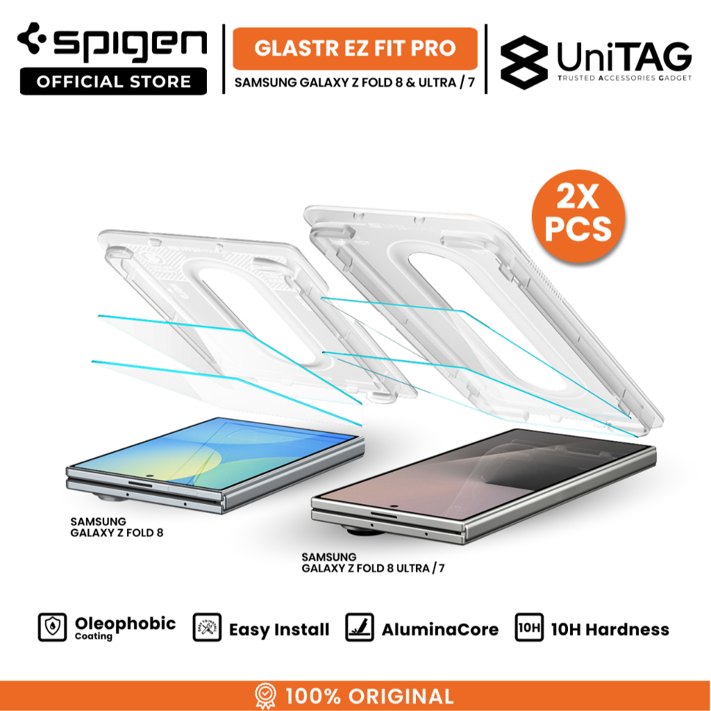 SPIGEN Tempered Glass for Samsung Galaxy Z Fold 8 Ultra 7 GlastR Ez Fit Pro HD Easy Install Tray Clear Screen Protector