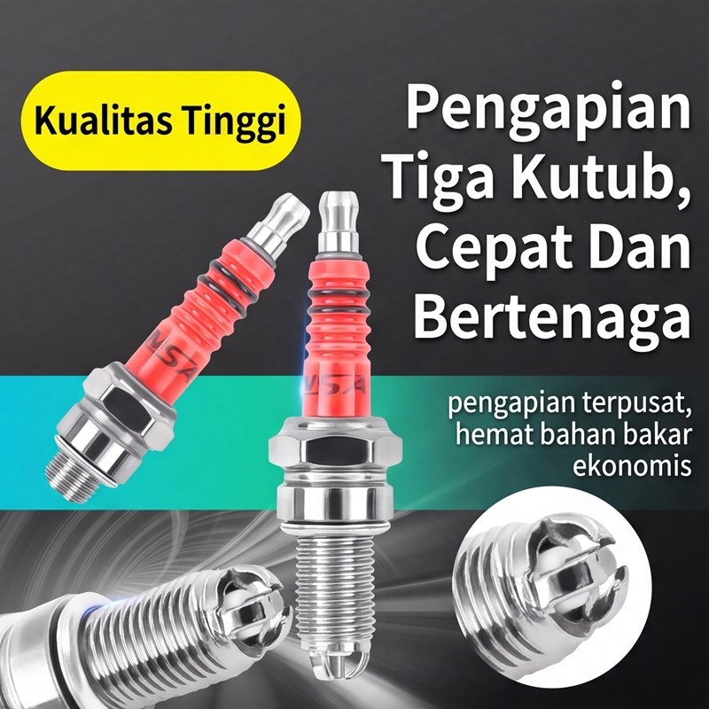 Busi Motor D8TC A7TC Iridium Nikel Tembaga Api Kuat Pengapian Busi Motor Roda Tiga & Bebek Awet Tahan Lama - Gambar 2