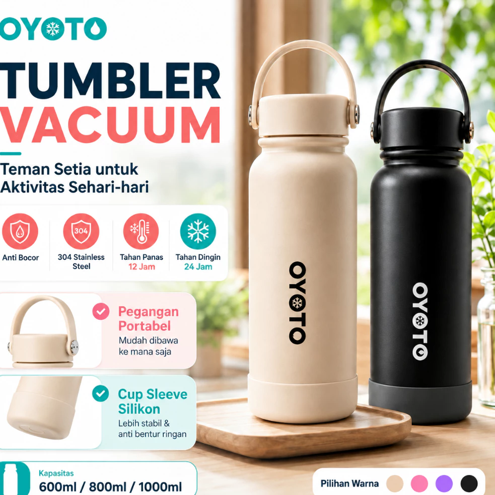 OYOTO Tumbler Insulated Cup Botol Minum Portable Vacuum Insulated Tahan Dingin Stainless Steel 304 Outdoor