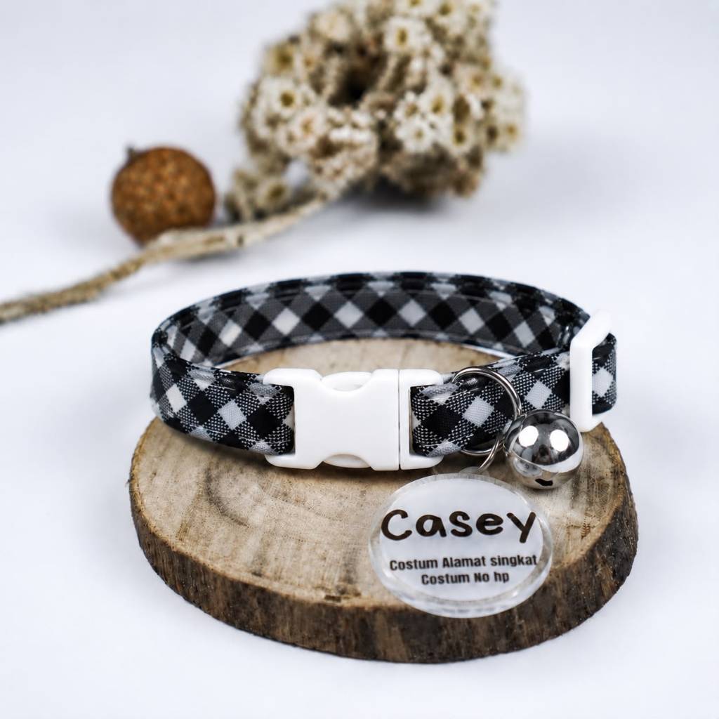 Kalung Kucing Free Liontin Custom Nama ( Waterproof )(Bahan katun)
