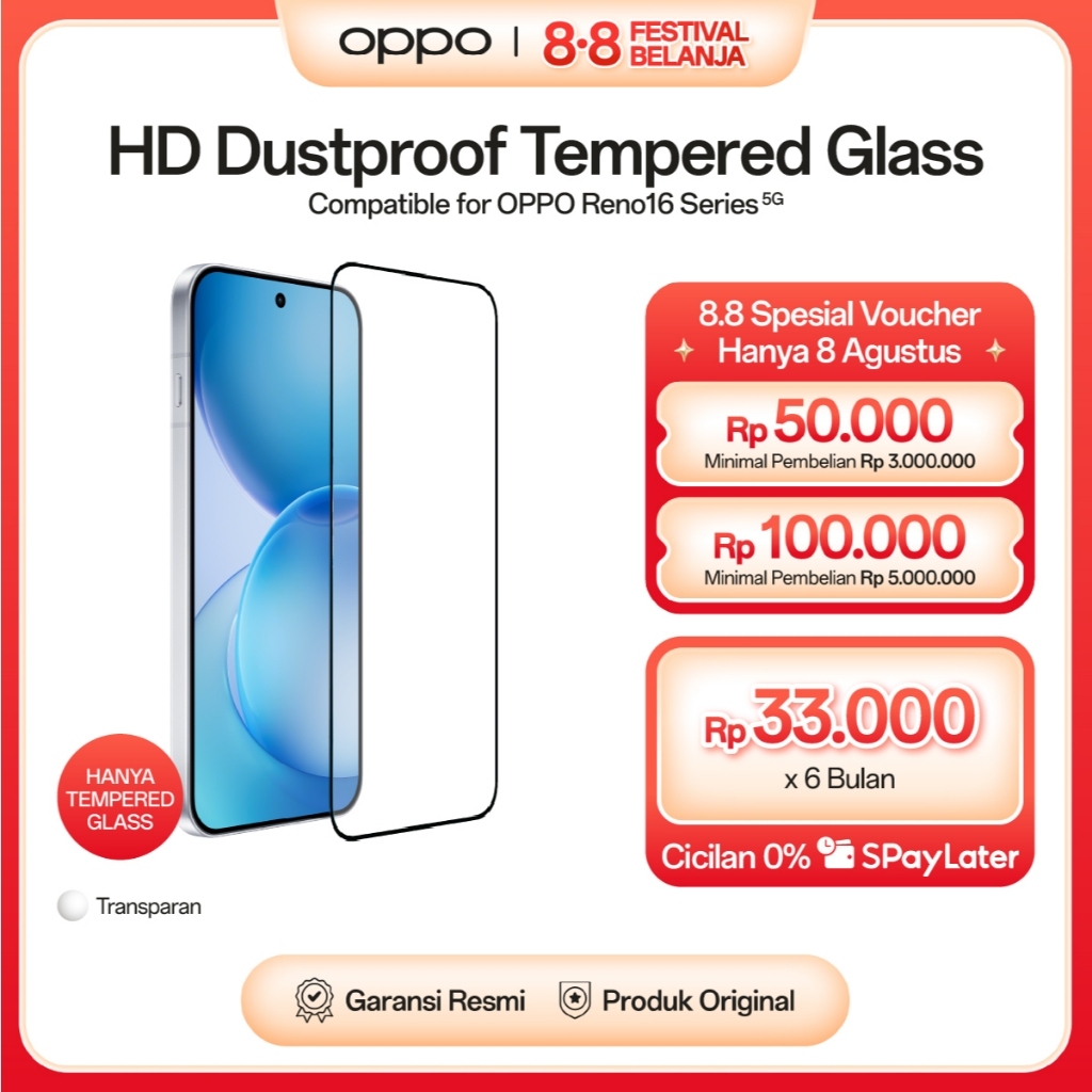 HD Dustproof Tempered Glass Compatible for OPPO Reno16 Series 5G