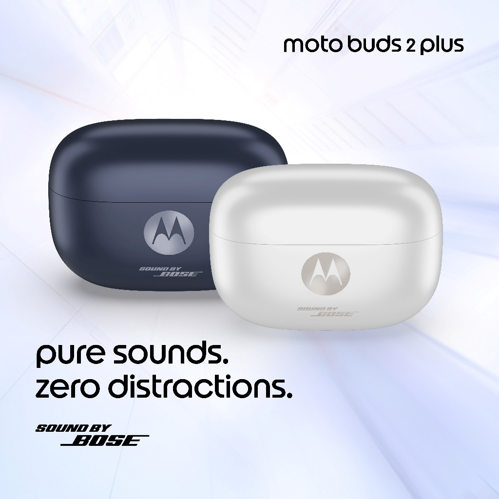 Moto Buds 2 Plus - Sound by BOSE - Dynamic Driver 11mm x2 + Crystal Talk tech AI Noise Reduction - 6 Microphones - Dynamic ANC - IP54 Water Repellent - Hi Res Spatial Audio - LHDC Audio Codec - Gambar 2