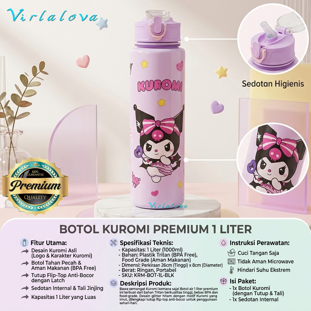 Virlalova Botol Sport 900ml Gradasi Random Color - Gambar 3