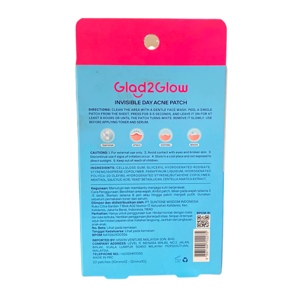 GLAD2GLOW Acne Patch Invisble Day Ultra Thin Calming & Soothing / Distributor Cream Ori - Gambar 2