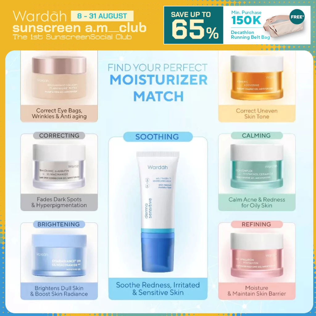 WARDAH Gel Moisturizer Series 30 g - Calming, Brightening, Soothing, Clarifying, Refining, Correcting, Revitalizing, Anti Aging, Oily Skin, Acne Free, Barrier Repair, Dull Skin, Hyperpigmentation, Skin Radiance, Dark Spot, Wrinkle - Skincare