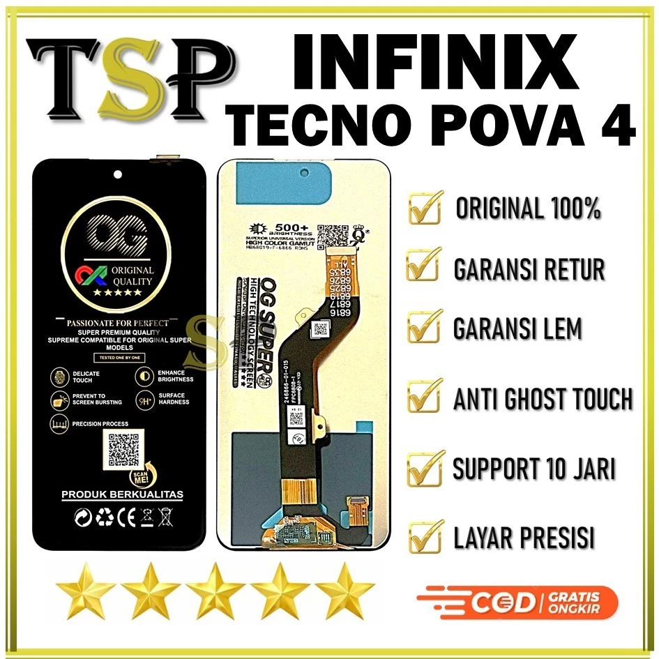 LCD TOUCHSCREEN INFINIX TECNO POVA 4 ORIGINAL 100% COMPLETE FULL SET