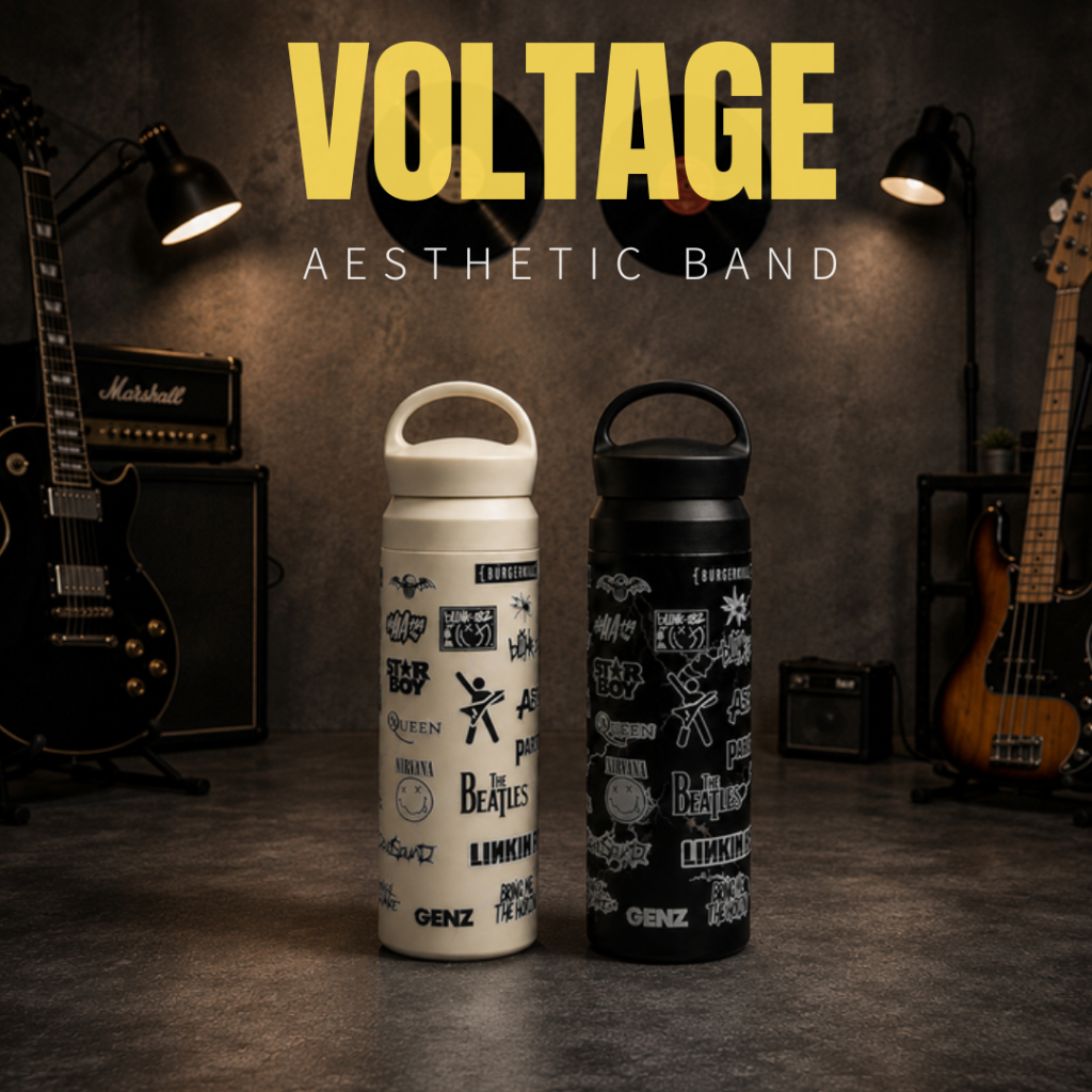 Botol Minum GENZ Voltage Tumbler 500ml Stainless Steel Tahan dingin  Desain Aesthetic Band foto 2