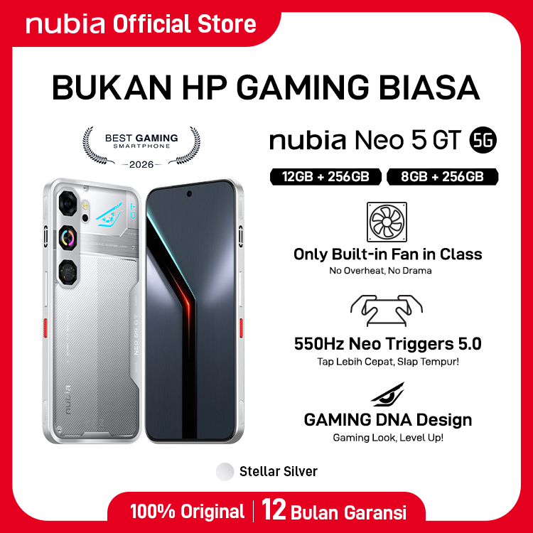 nubia Handphone Gaming Neo 5 GT 5G (8/256GB) (12/256GB) Baterai 6210mAh Super Fast Charging 80W Smartphone Garansi Resmi Official Store