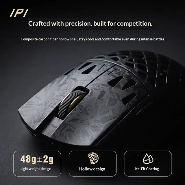 IPI Stay Fly Carbon Fiber Gaming Mouse 3-Mode Connection Dual 8K Wireless Bluetooth Paw3950 - Gambar 2