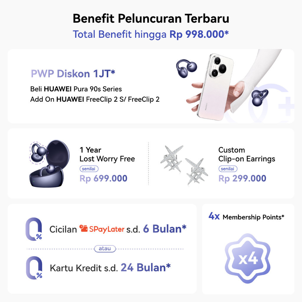 [Pura 90s PWP Disc 1JT] HUAWEI FreeClip 2 S TWS Earphone / Unique C-bridge Design / Adaptive Open-ear Listening / Crystal-clear Calls - Gambar 2
