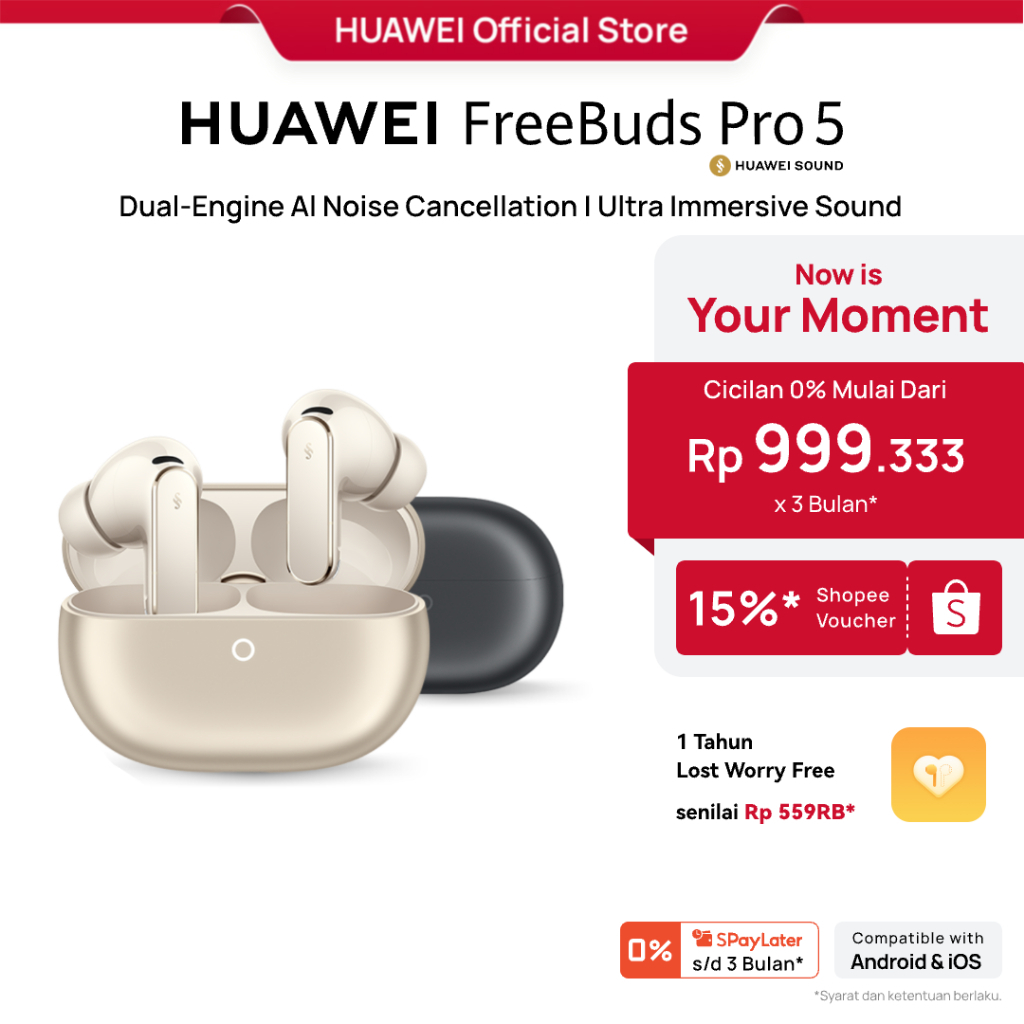 [PayDay s/d 15%] HUAWEI FreeBuds Pro 5 TWS Earphone / Dual-Engine Al Noise Cancellation I Ultra Immersive Sound / IP57