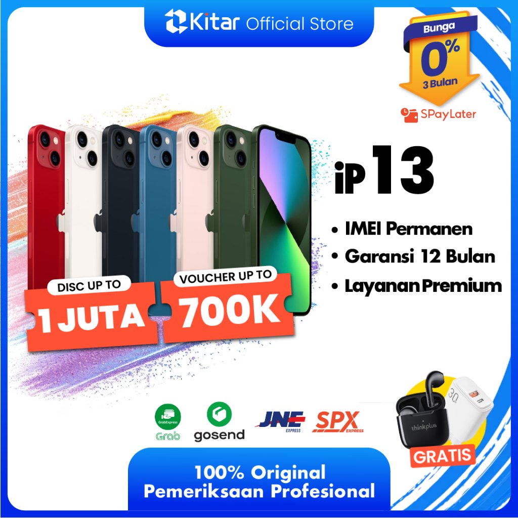{128GB} iPhone 13 ex iBox Beacukai IMEI Permanen Garansi 12 Bln 100% Original Second IP Fullset
