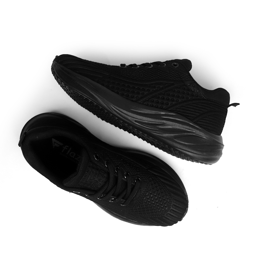 Flazo Sepatu Sekolah Anak Hitam Tali Sport Running Phylon Empuk Dan Ringan SD.SMP - Gambar 2