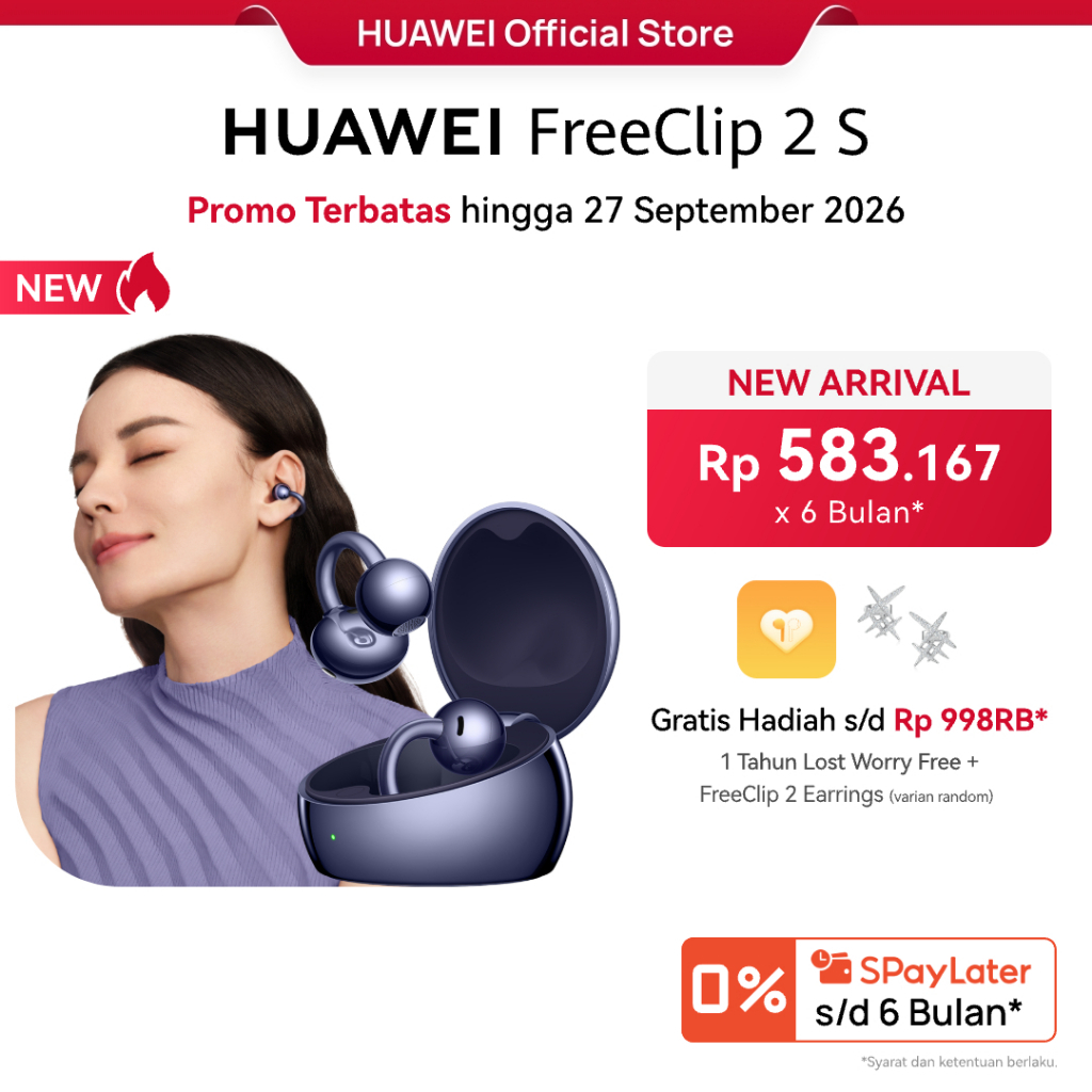 [Pura 90s PWP Disc 1JT] HUAWEI FreeClip 2 S TWS Earphone / Unique C-bridge Design / Adaptive Open-ear Listening / Crystal-clear Calls