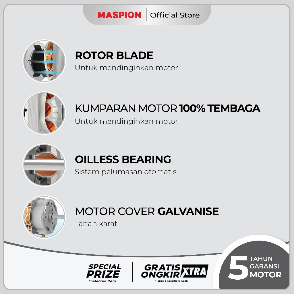 Maspion Stand Fan Kipas Angin Berdiri 16 Inchi F 1625 RC - Gambar 2