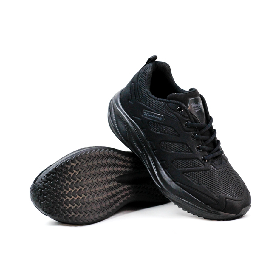 Working Sneakers For You Code Sergion Sepatu Full Hitam Pria Wanita Size 36 - 43 / Sepatu Sekolah / Casual / Running - Gambar 4