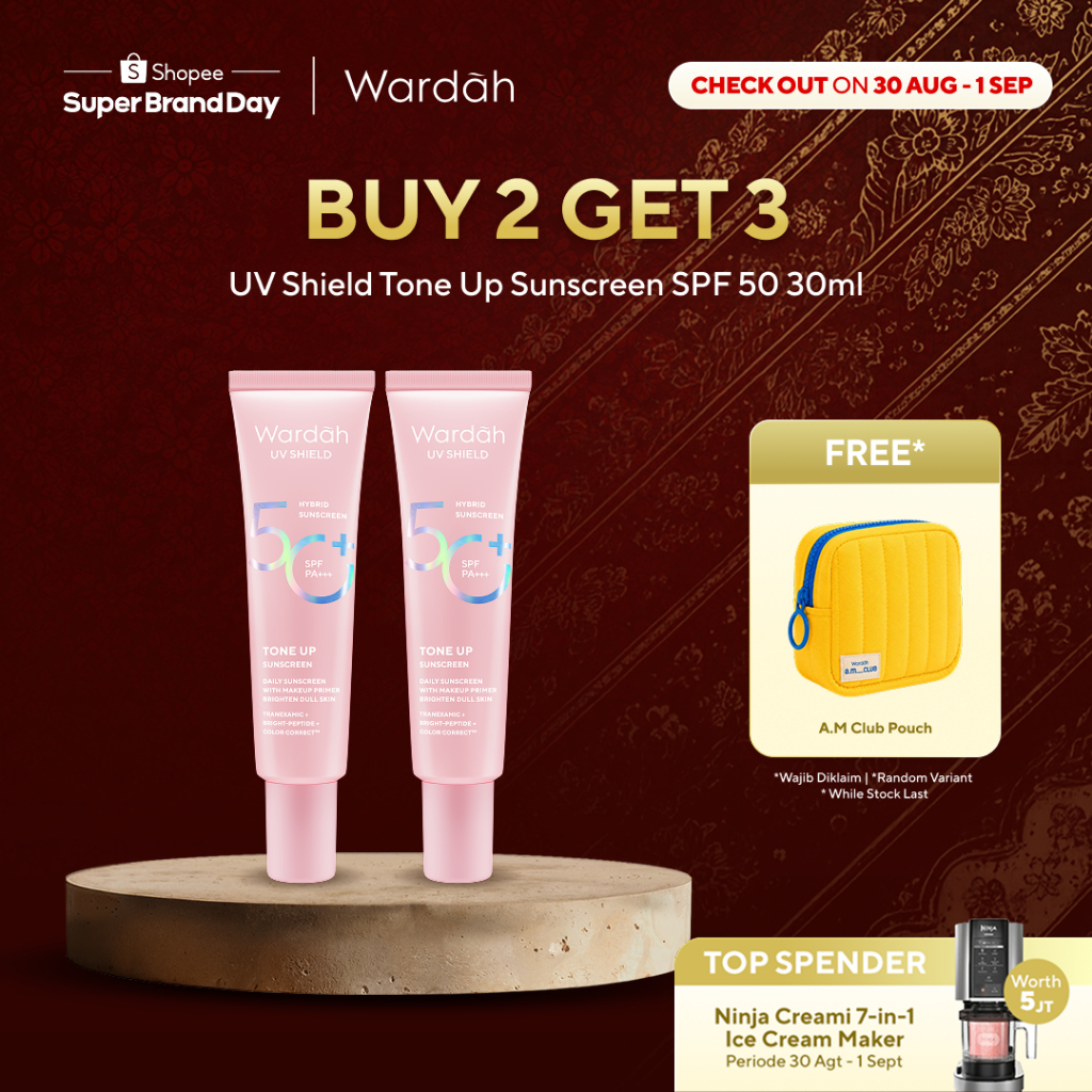 Wardah Sunscreen UV Shield Tinted Tone Up SPF 50 PA 30 ml - Makeup Primer, Base Make Up, Mencerahkan Wajah, Samarkan Noda Hitam, Tidak Lengket, Cepat Meresap - Sunscreen No. 1 Sunscreen of the Year - Skincare