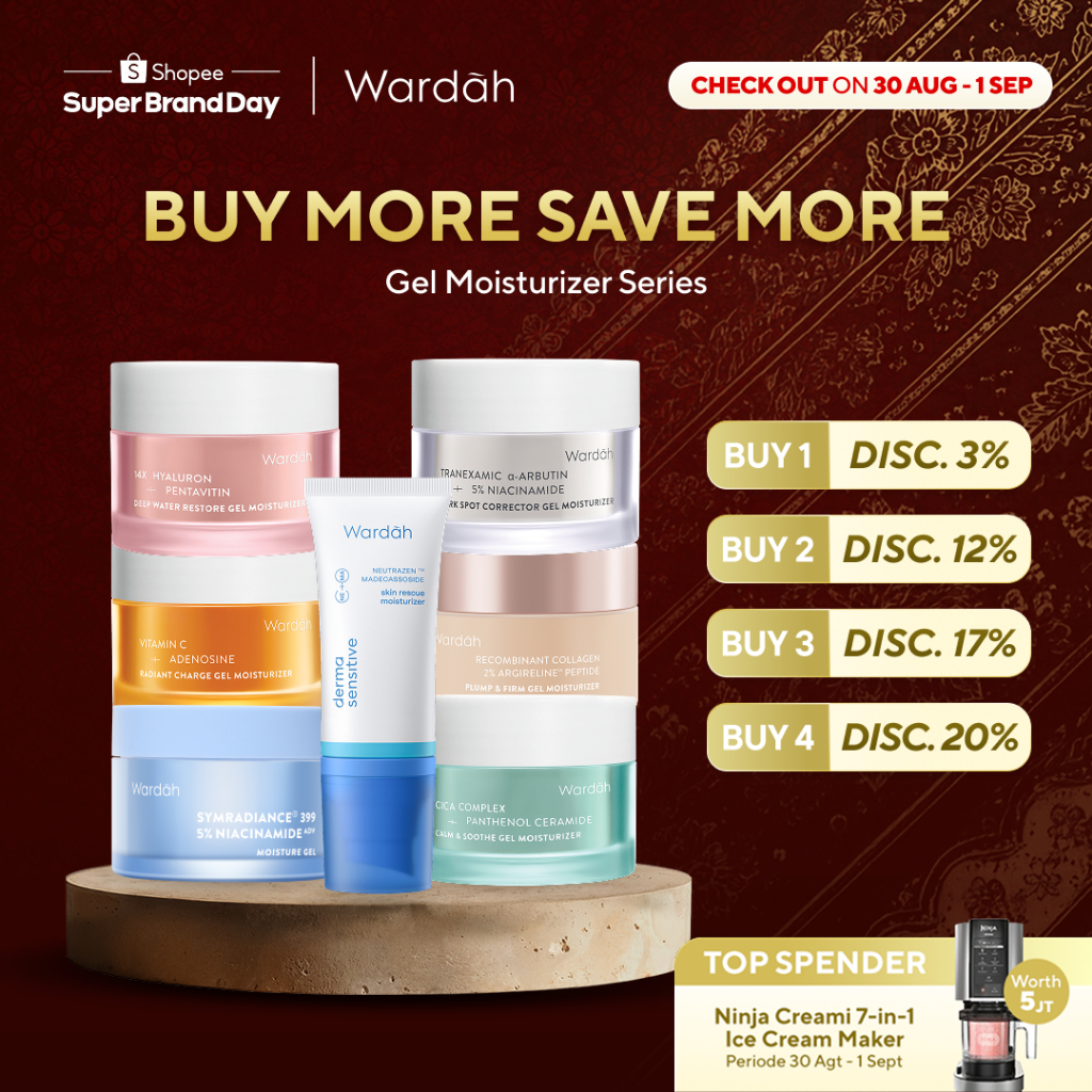 WARDAH Gel Moisturizer Series 30 g - Calming, Brightening, Soothing, Clarifying, Refining, Correcting, Revitalizing, Anti Aging, Oily Skin, Acne Free, Barrier Repair, Dull Skin, Hyperpigmentation, Skin Radiance, Dark Spot, Wrinkle - Skincare