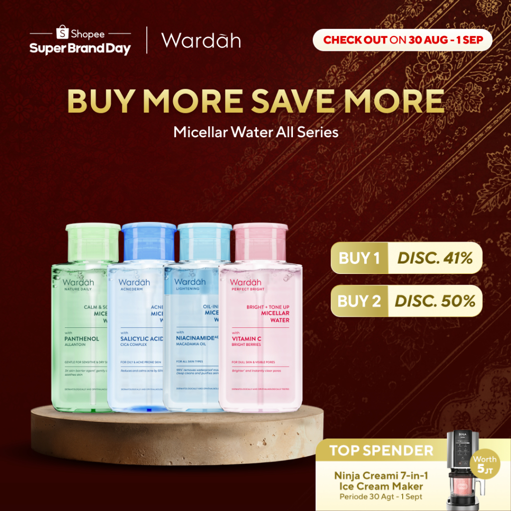 Wardah Micellar Water All Series - Perfect Bright, Calm and Soothe Nature Daily, Acnederm, Lightening Oil Infused - Pembersih Wajah Make Up Remover Waterproof Tanpa Bilas