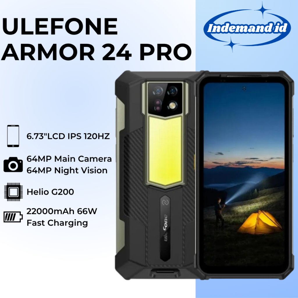 Ulefone Armor 24 Pro 6.78''LCD IPS 120HZ Helio G200 12GB 256GB 22000mAh 66W 64MP Main 64MP Night Vision