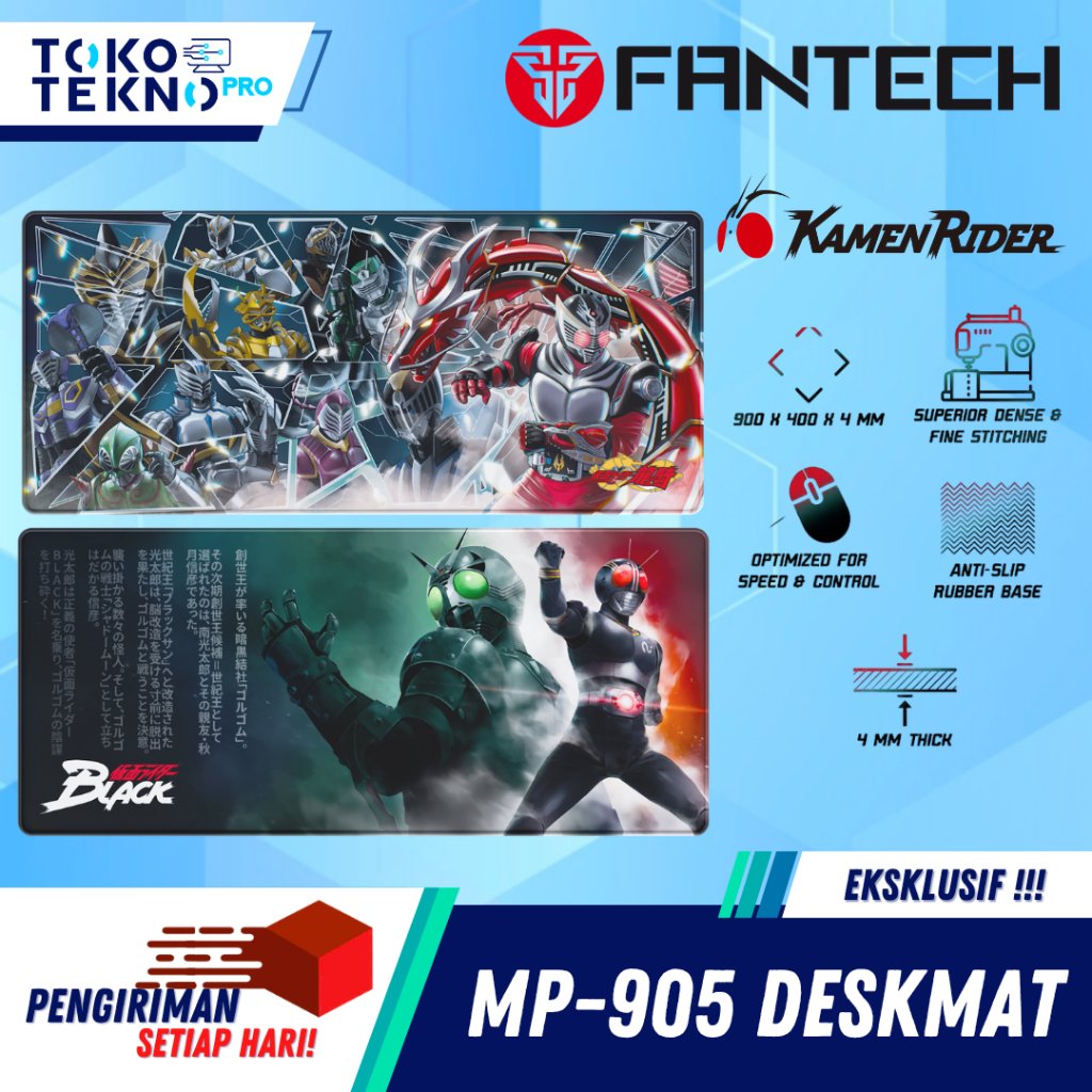 Fantech x Kamen Rider Black ATO Deskmat MP905 Mousepad Gaming XL 90x40cm 4mm Anti Slip Stitching Mouse Pad