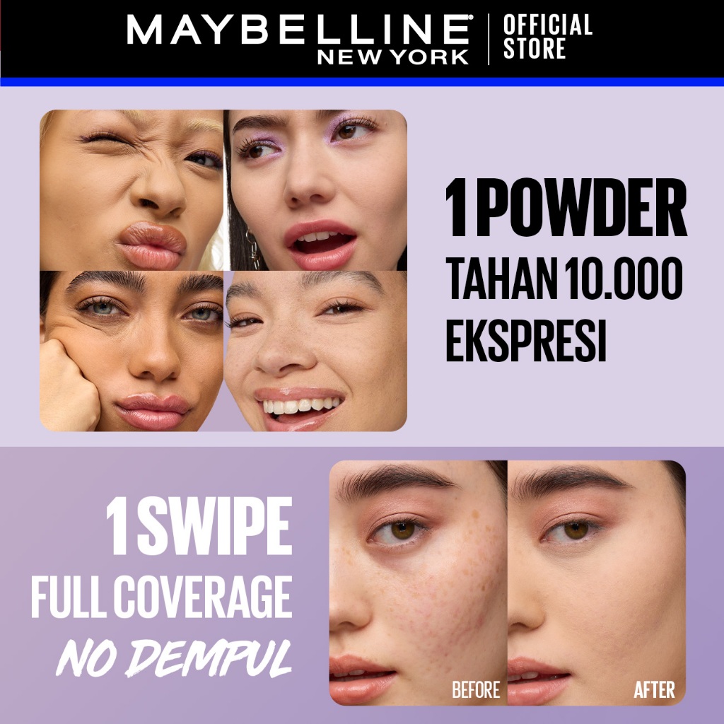 [BARU!] MAYBELLINE OFFICIAL Superstay Flex Powder 30H Longwear Powder Foundation Two-Way Cake Oil Control Transferproof Waterproof Full Coverage Setting Matte Makeup - Gambar 3