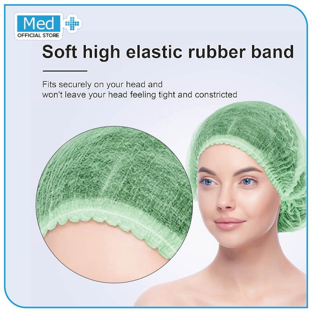 Med+ Medical Disposable Hair Cap 25 Pcs & 50 Pcs / Nurse Cap /Penutup kepala / Pelindung Kepala / Pelindung Rambut - Gambar 3