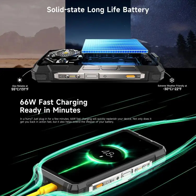 Ulefone Armor 33 6.95''LCD IPS 120HZ Helio G100 12GB 512GB 25500mAh 66W NFC - Gambar 3